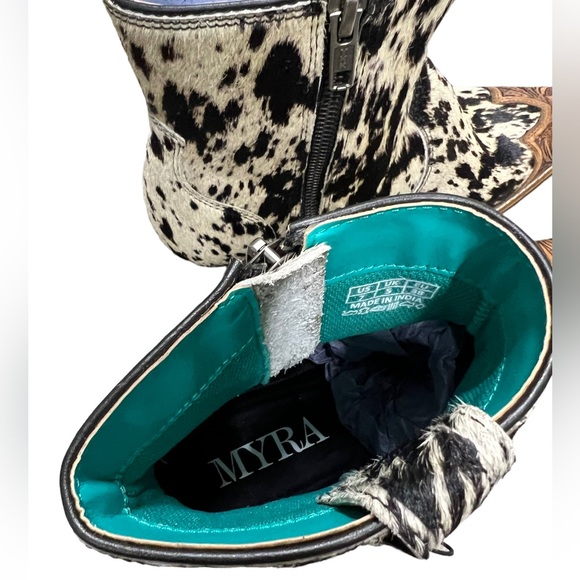 💯Hand Tooled Leather Genuine Cowhide Women Bootie Boot Boho Western Shoe Rodeo - Picture 12 of 16